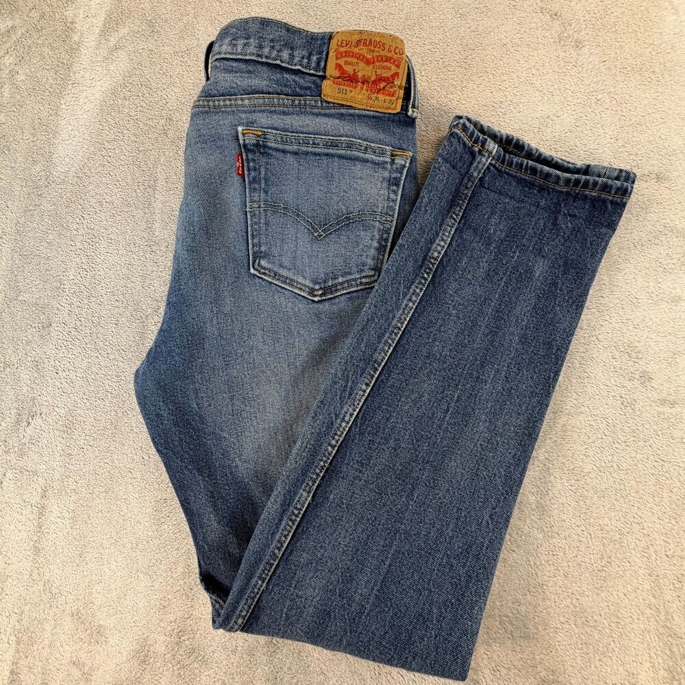 Levi’s 511 Men’s Slim Jeans W32 L32 Distressed Medium Wash Stretch Denim